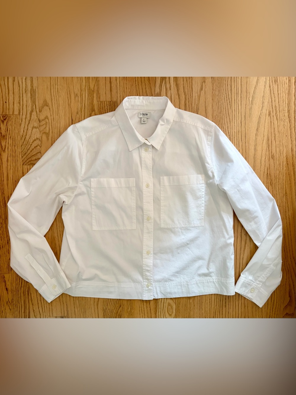 J. Crew Factory Classic White Cotton Button-Front Shirt Size Large